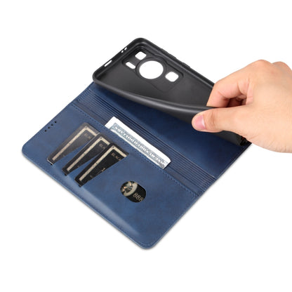 For Huawei P60 / P60 Pro AZNS Magnetic Calf Texture Flip Leather Phone Case(Dark Blue) by AZNS