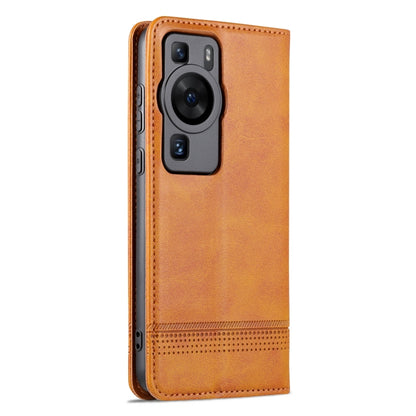 For Huawei P60 / P60 Pro AZNS Magnetic Calf Texture Flip Leather Phone Case(Light Brown) by AZNS
