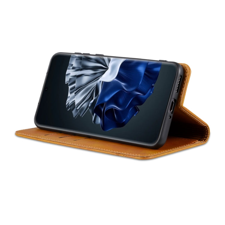 For Huawei P60 / P60 Pro AZNS Magnetic Calf Texture Flip Leather Phone Case(Light Brown) by AZNS