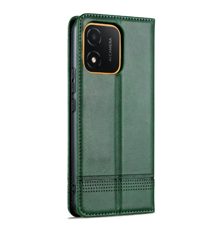 For Honor X5 AZNS Magnetic Calf Texture Flip Leather Phone Case(Dark Green) by AZNS