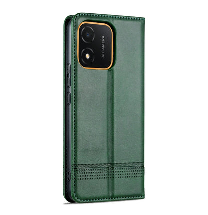 For Honor X5 AZNS Magnetic Calf Texture Flip Leather Phone Case(Dark Green) by AZNS
