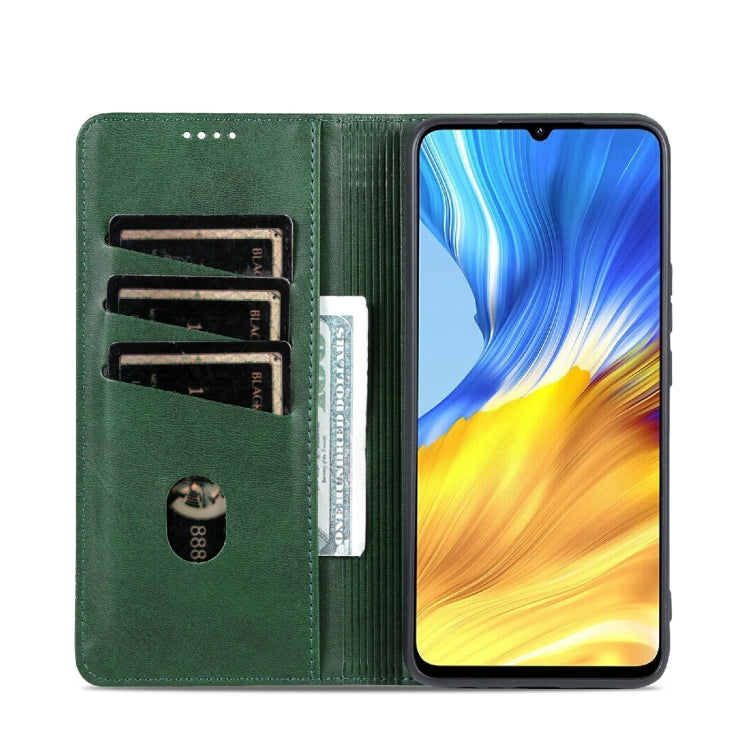 For Honor X5 AZNS Magnetic Calf Texture Flip Leather Phone Case(Dark Green) by AZNS
