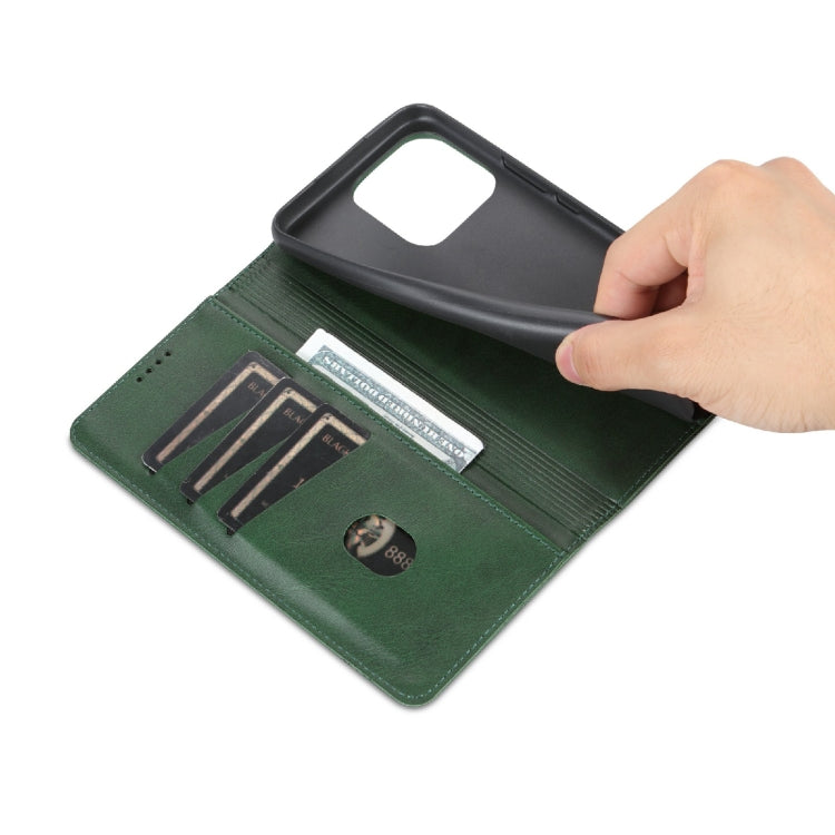 For Honor X5 AZNS Magnetic Calf Texture Flip Leather Phone Case(Dark Green) by AZNS