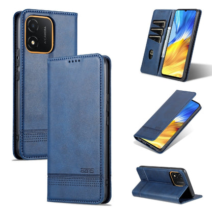 For Honor X5 AZNS Magnetic Calf Texture Flip Leather Phone Case(Dark Blue) by AZNS