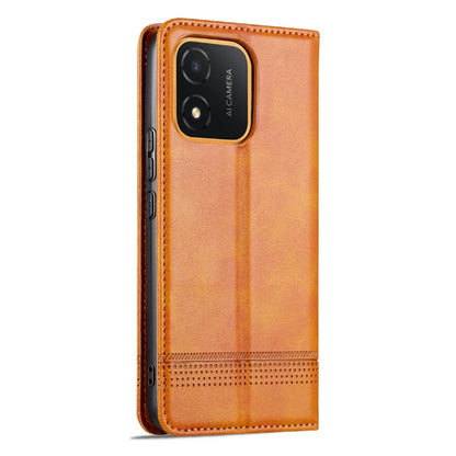 For Honor X5 AZNS Magnetic Calf Texture Flip Leather Phone Case(Light Brown) by AZNS