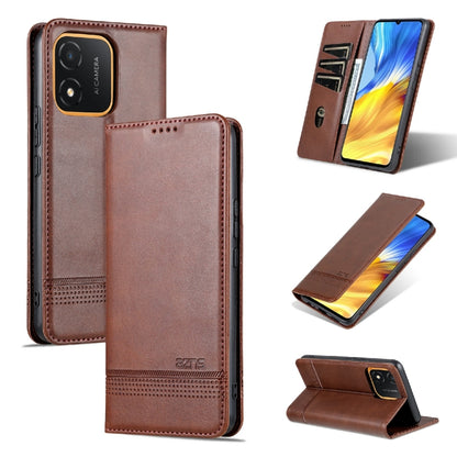 For Honor X5 AZNS Magnetic Calf Texture Flip Leather Phone Case(Dark Brown) by AZNS