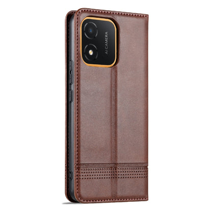 For Honor X5 AZNS Magnetic Calf Texture Flip Leather Phone Case(Dark Brown) by AZNS