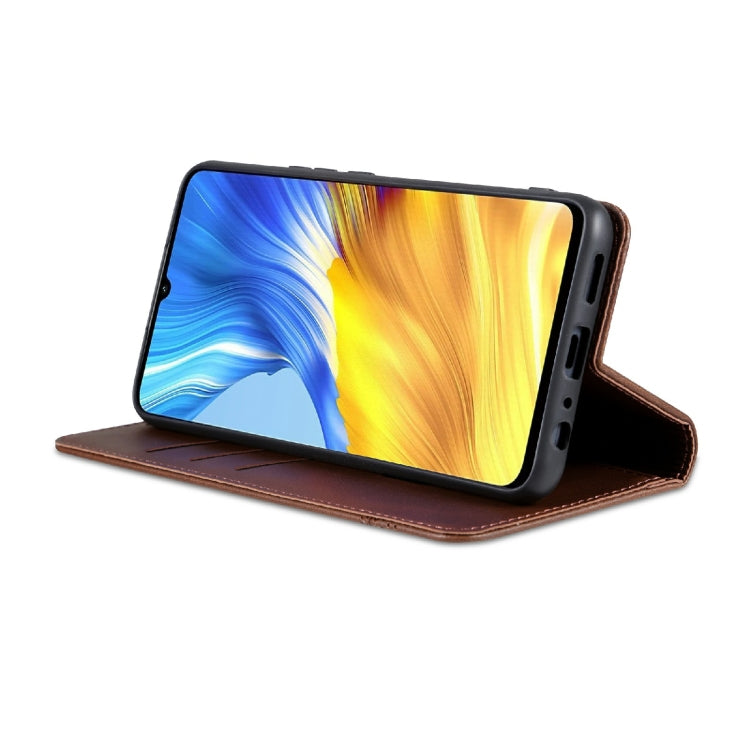 For Honor X5 AZNS Magnetic Calf Texture Flip Leather Phone Case(Dark Brown) by AZNS