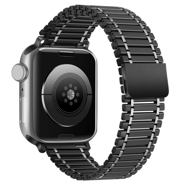 Chain Magnetic Stainless Steel Watch Band For Apple Watch Ultra 49mm / Series 8&7 45mm / SE 2&6&SE&5&4 44mm / 3&2&1 42mm(Black+Silver) by bashfashion