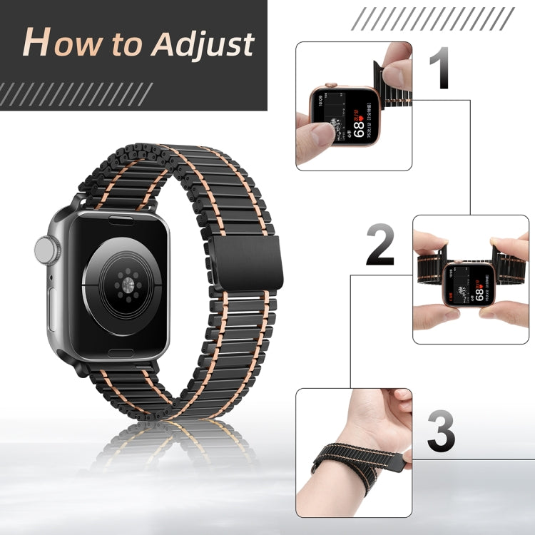 Chain Magnetic Stainless Steel Watch Band For Apple Watch Ultra 49mm / Series 8&7 45mm / SE 2&6&SE&5&4 44mm / 3&2&1 42mm(Silver+Rose Gold) by bashfashion