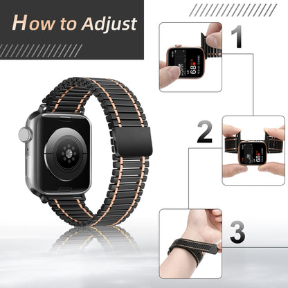 Chain Magnetic Stainless Steel Watch Band For Apple Watch Ultra 49mm / Series 8&7 45mm / SE 2&6&SE&5&4 44mm / 3&2&1 42mm(Silver+Rose Gold) by bashfashion