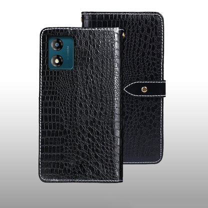 For Motorola Moto E13 idewei Crocodile Texture Leather Phone Case(Black) by idewei