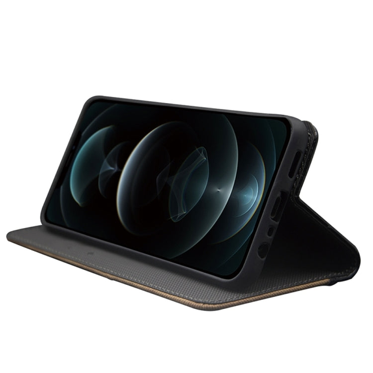 For Motorola Moto G Play 2023 idewei Two-color Splicing Leather Phone Case(Black) by idewei