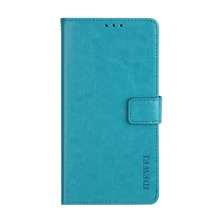 For Motorola Moto E13 idewei Crazy Horse Texture Leather Phone Case with Holder(Sky Blue) by idewei