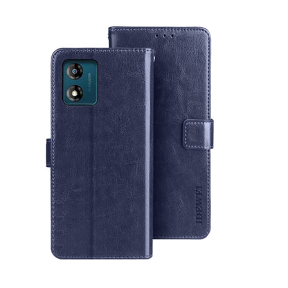 For Motorola Moto E13 idewei Crazy Horse Texture Leather Phone Case with Holder(Blue) by idewei