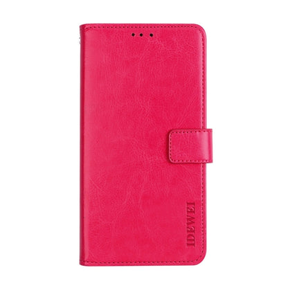 For Motorola Moto E13 idewei Crazy Horse Texture Leather Phone Case with Holder(Rose Red) by idewei