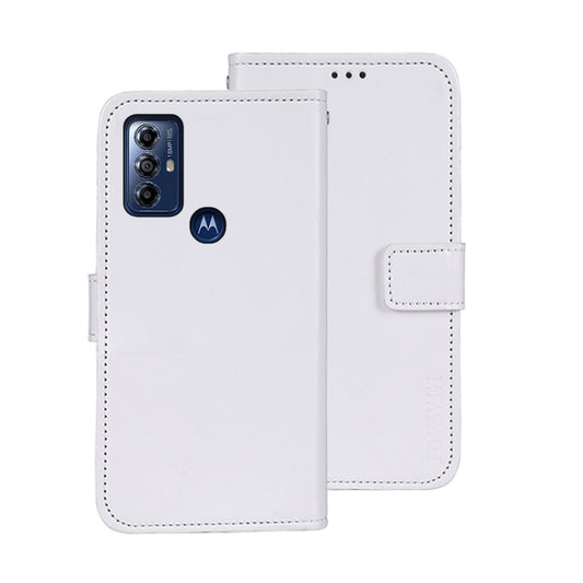 For Motorola Moto G Play 2023 idewei Crazy Horse Texture Leather Phone Case with Holder(White) by idewei