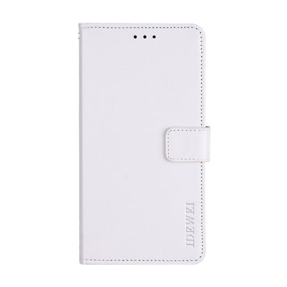 For Motorola Moto G Play 2023 idewei Crazy Horse Texture Leather Phone Case with Holder(White) by idewei