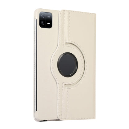 For Xiaomi Pad 6 / Pad 6 Pro 360 Degree Rotation Litchi Texture Leather Tablet Case(White) by bashfashion