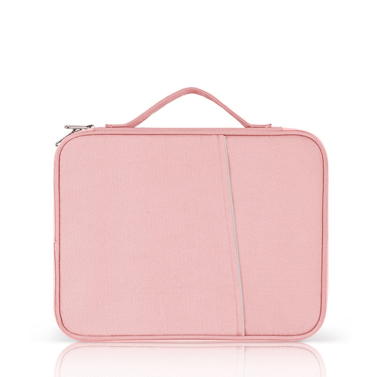For 12.9-13 inch Laptop Portable Cloth Texture Leather Bag(Pink) by bashfashion