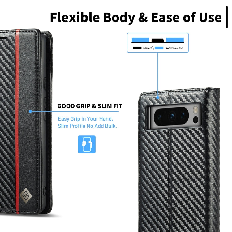 For Google Pixel 8 Pro LC.IMEEKE Carbon Fiber Leather Phone Case(Vertical Black) by LC.IMEEKE