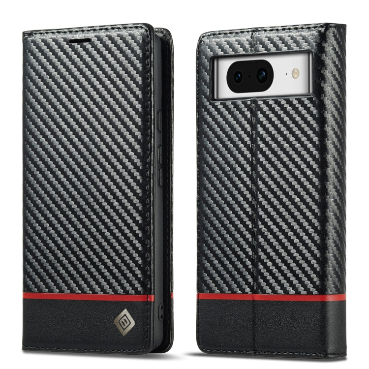 For Google Pixel 8 LC.IMEEKE Carbon Fiber Leather Phone Case(Horizontal Black) by LC.IMEEKE