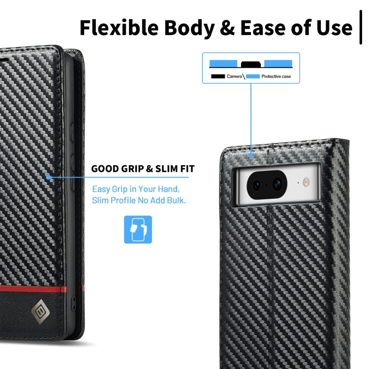 For Google Pixel 8 LC.IMEEKE Carbon Fiber Leather Phone Case(Horizontal Black) by LC.IMEEKE