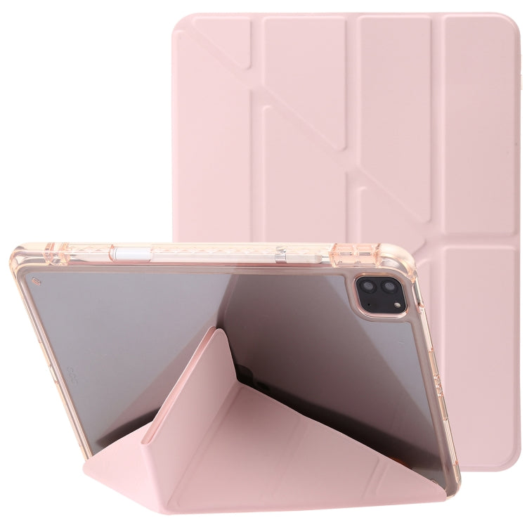 For iPad Pro 11 2022 / 2021 / 2020 Clear Acrylic Deformation Leather Tablet Case(Pink) by bashfashion