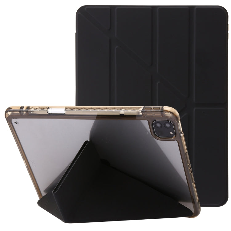 For iPad Pro 12.9 2022 / 2021 / 2020 Clear Acrylic Deformation Leather Tablet Case(Black) by bashfashion