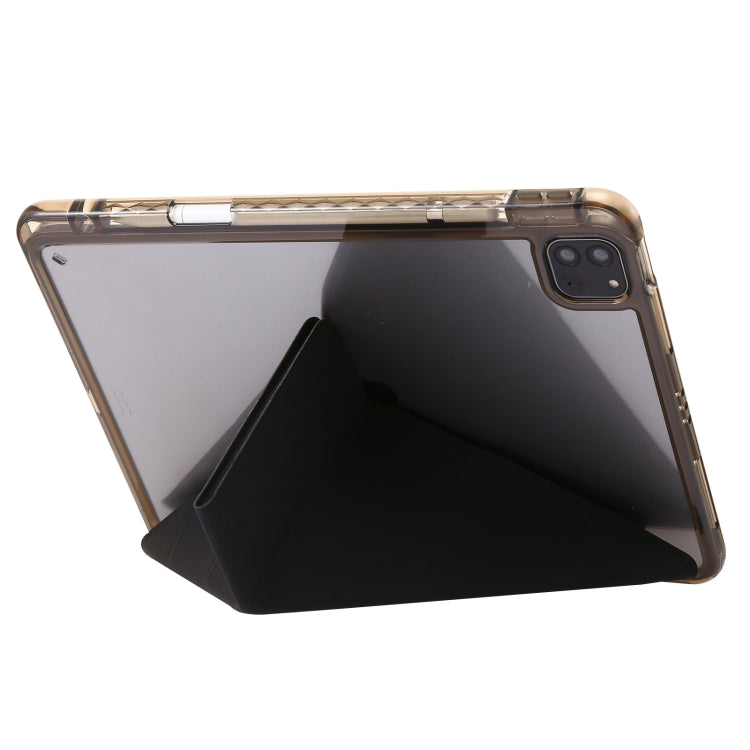 For iPad Pro 12.9 2022 / 2021 / 2020 Clear Acrylic Deformation Leather Tablet Case(Black) by bashfashion
