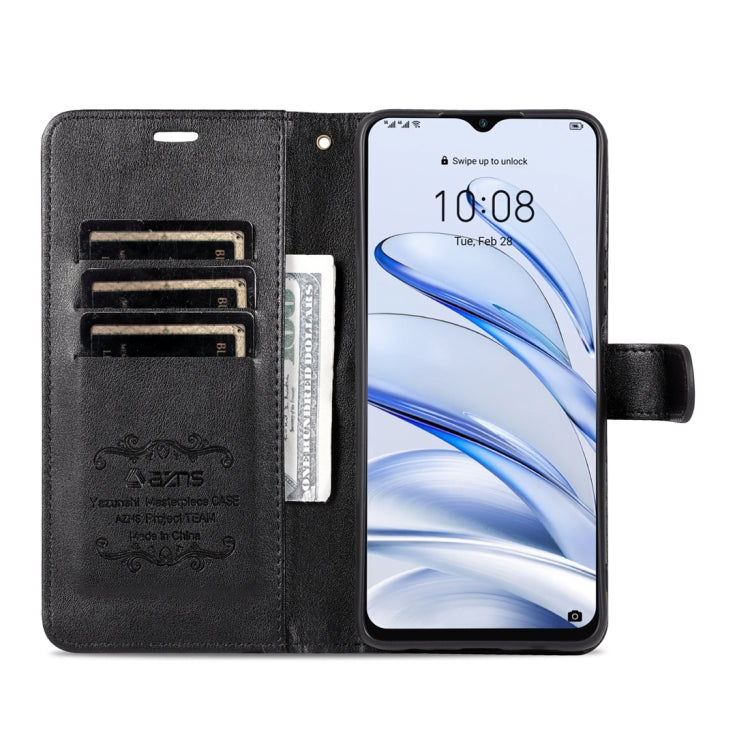 For Honor 70 Lite AZNS Sheepskin Texture Flip Leather Phone Case(Black) by AZNS
