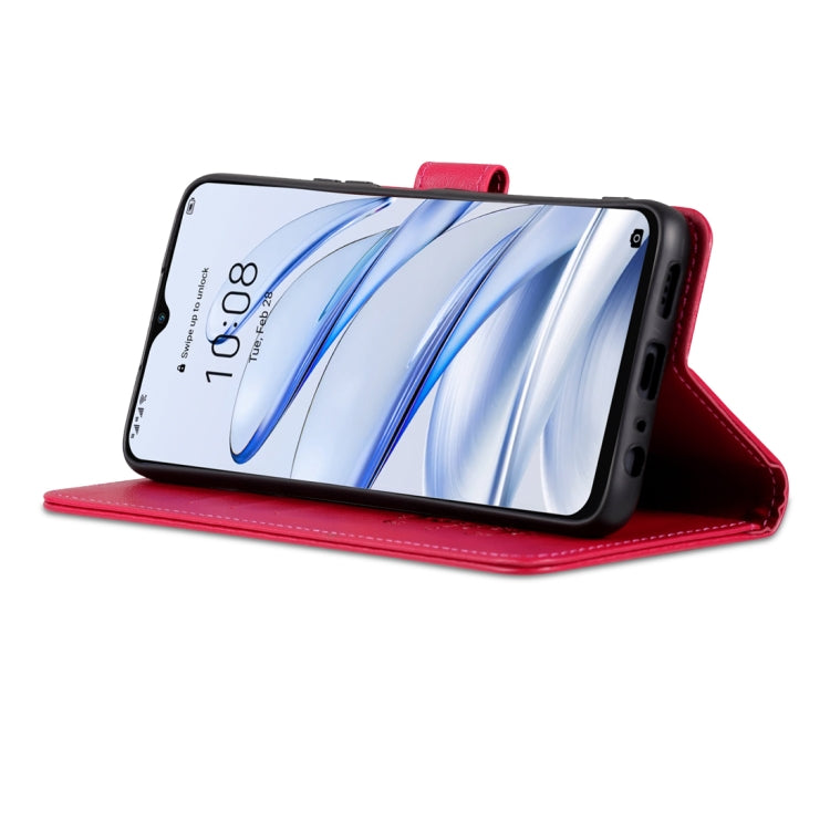 For Honor 70 Lite AZNS Sheepskin Texture Flip Leather Phone Case(Red) by AZNS