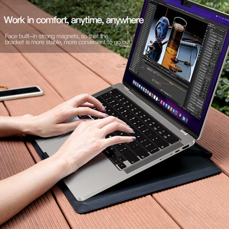 13-14 inch Universal Laptop Magnetic Holder Stitching Inner Bag(Black) by bashfashion