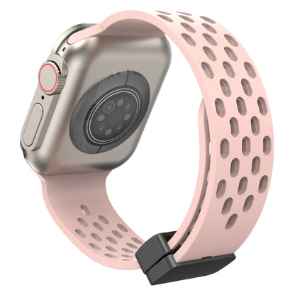 Magnetic Clasp Silicone Watch Band For Apple Watch Ultra 49mm&Watch Ultra 2 49mm / Series 9&8&7 45mm / SE 3&SE 2&6&SE&5&4 44mm / 3&2&1 42mm(Pink) by bashfashion