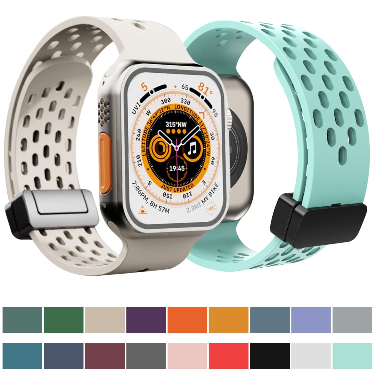 Magnetic Clasp Silicone Watch Band For Apple Watch Ultra 49mm&Watch Ultra 2 49mm / Series 9&8&7 45mm / SE 3&SE 2&6&SE&5&4 44mm / 3&2&1 42mm(Grey) by bashfashion