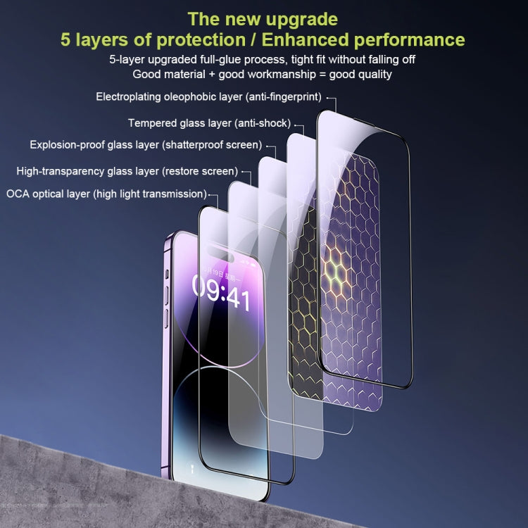 For iPhone 14 Pro WK WTP-067 King Kong Vacha 9D Curved Privacy Tempered Glass Film(Black) by WK