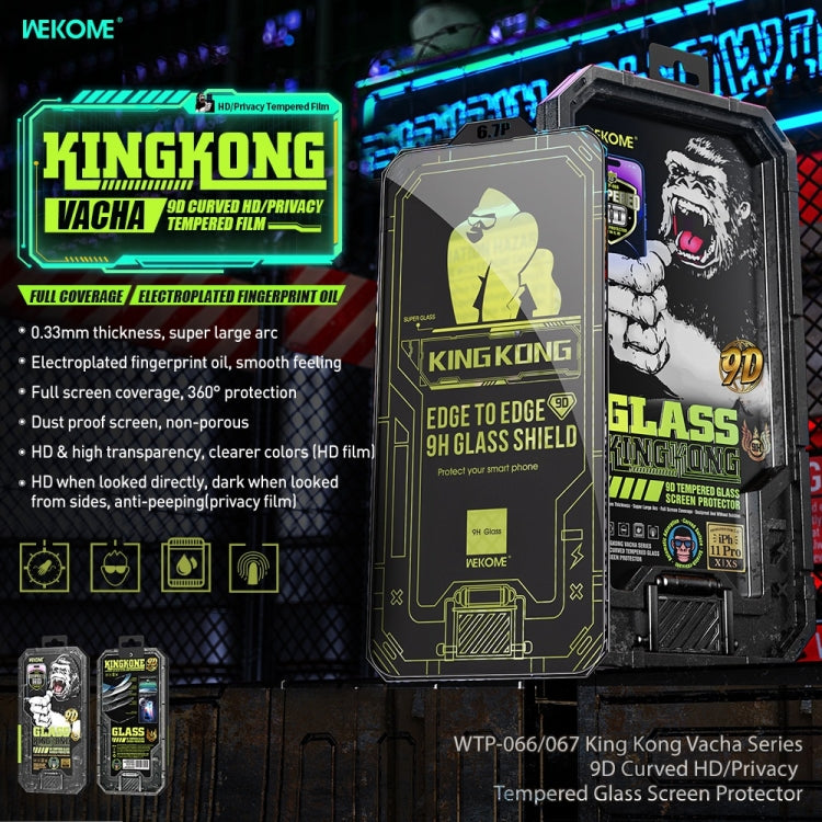 For iPhone 14 Pro Max WK WTP-067 King Kong Vacha 9D Curved Privacy Tempered Glass Film(Black) by WK