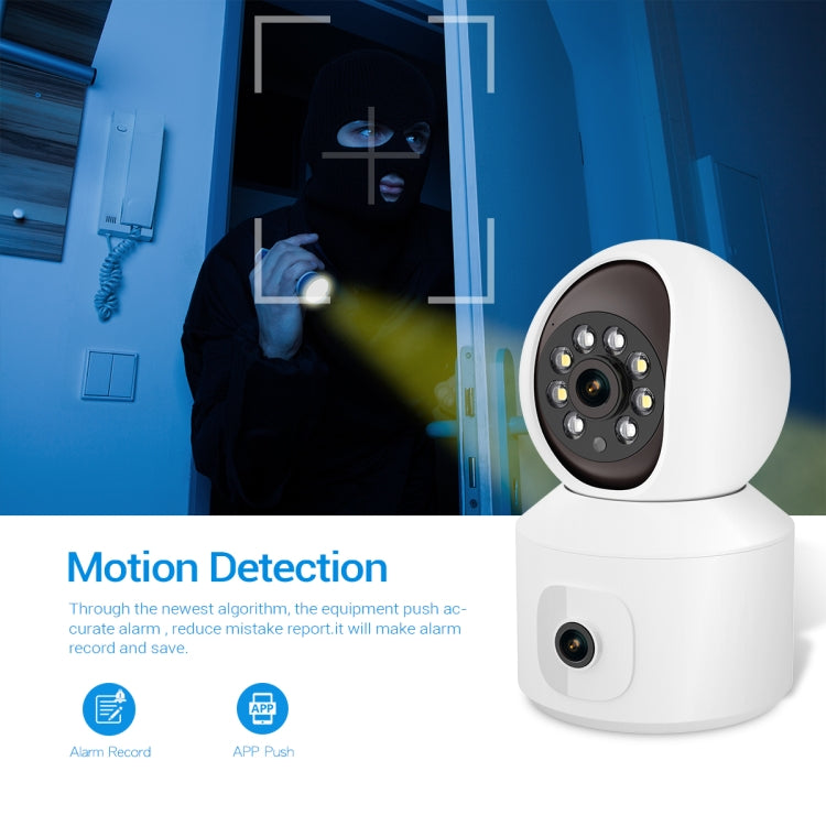 ESCAM QF010 2x2MP Dual Lens Dual Screen Surveillance WiFi Camera Support Two-way Voice & Motion Detection(AU Plug) by ESCAM