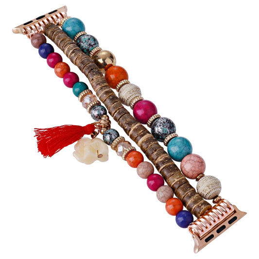 Beads Elephant Pendant Watch Band For Apple Watch 6 44mm(Colorful) by bashfashion