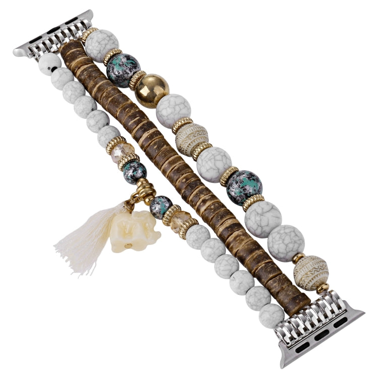 Beads Elephant Pendant Watch Band For Apple Watch 5 44mm(White) by bashfashion
