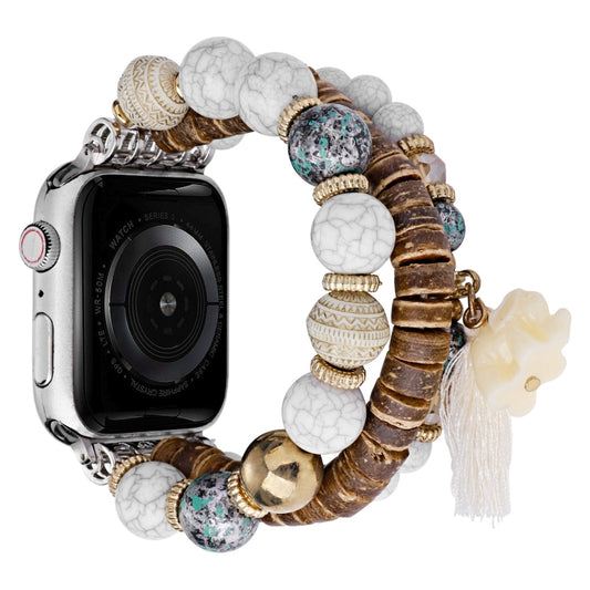 Beads Elephant Pendant Watch Band For Apple Watch 4 40mm(White) by bashfashion