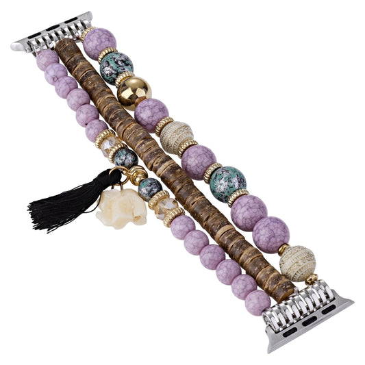 Beads Elephant Pendant Watch Band For Apple Watch 3 42mm(Purple) by bashfashion