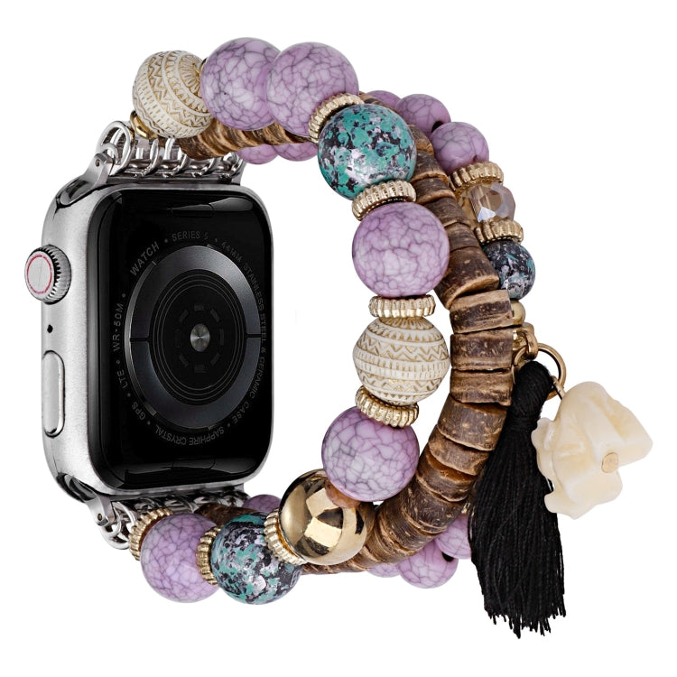 Beads Elephant Pendant Watch Band For Apple Watch 38mm(Purple) by bashfashion