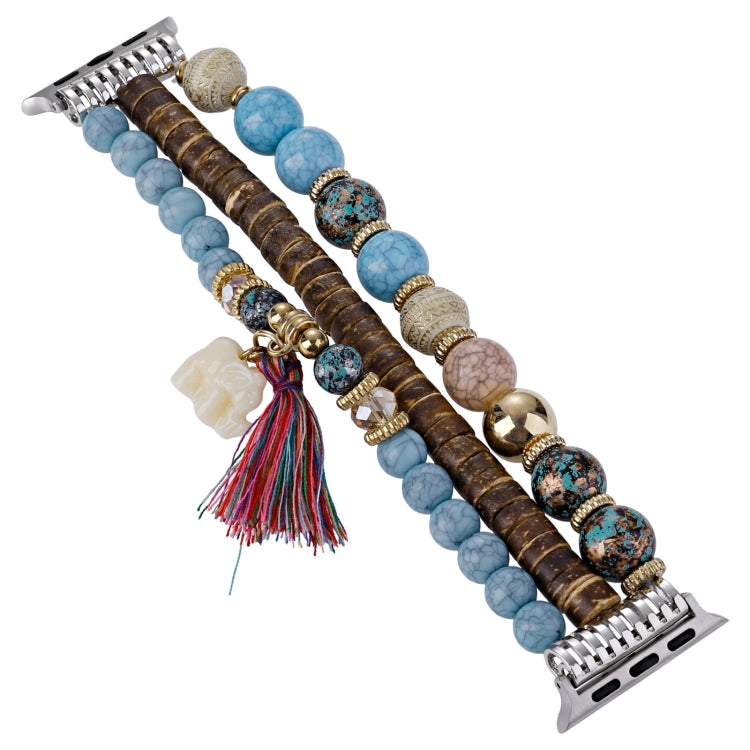 Beads Elephant Pendant Watch Band For Apple Watch SE 2023 44mm(Blue) by bashfashion