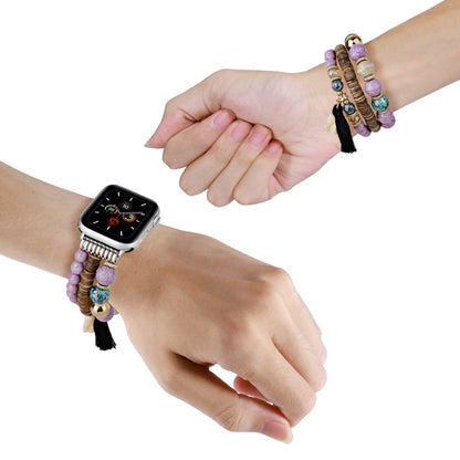 Beads Elephant Pendant Watch Band For Apple Watch 9 41mm(Purple) by bashfashion