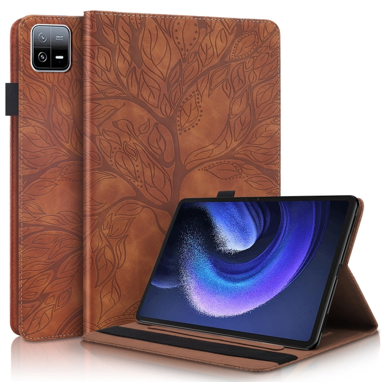 For Xiaomi Pad 6 / Pad 6 Pro Life Tree Series Horizontal Flip Leather Tablet Case(Brown) by bashfashion