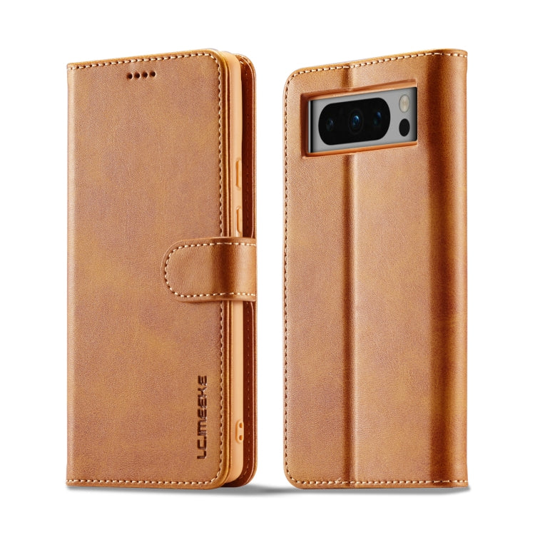 For Google Pixel 8 Pro LC.IMEEKE Calf Texture Horizontal Flip Leather Case(Yellow) by LC.IMEEKE
