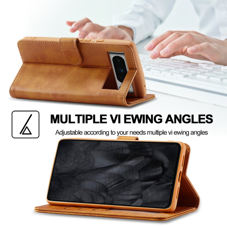 For Google Pixel 8 Pro LC.IMEEKE Calf Texture Horizontal Flip Leather Case(Yellow) by LC.IMEEKE