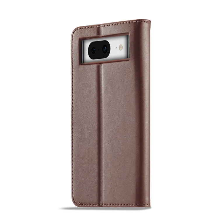 For Google Pixel 8a LC.IMEEKE Calf Texture Flip Leather Phone Case(Brown) by LC.IMEEKE