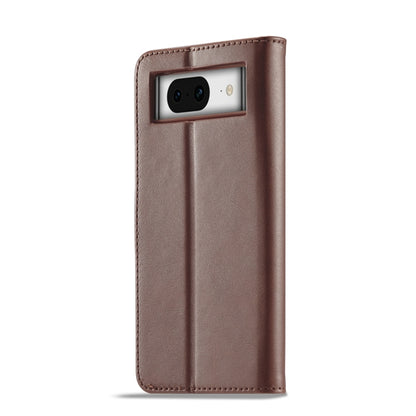 For Google Pixel 8a LC.IMEEKE Calf Texture Flip Leather Phone Case(Brown) by LC.IMEEKE